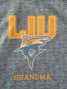 LIU Long Island University GRANDMA Hoodie LIU Colors and Shark Mascot NEW Sz L